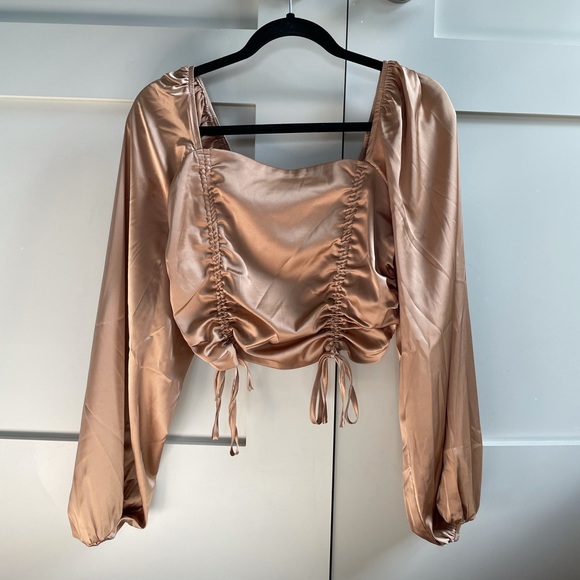 SHEIN Tops - Satin ruched blouse